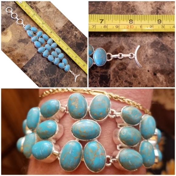 Genuine Gorgeous Wide Multi Turquoise Bracelet 8' - Picture 4 of 4